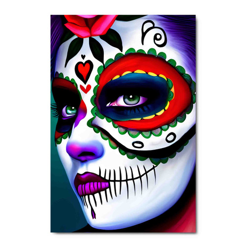 65055 Purple Sugar Skull Woman, Acrylic Glass Art