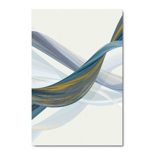 41409-1 Gold & Blue Wave, Acrylic Glass Art