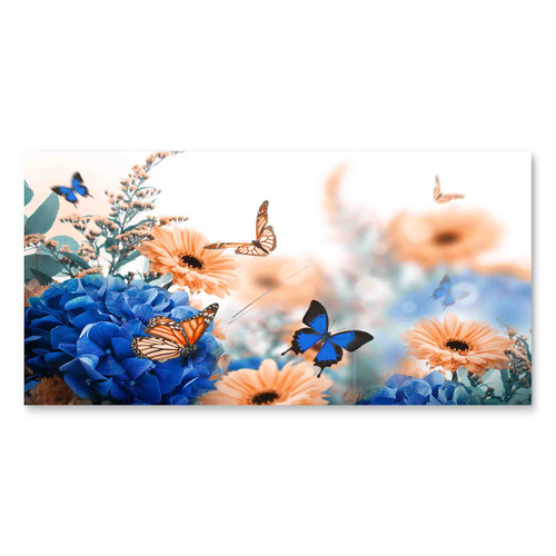 15062 02 Complementary Butterflies and Flowers, Acrylic Glass Art