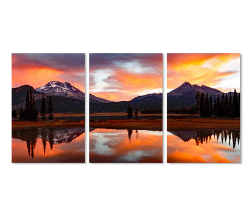 39262-33 Orange Mountain Sunset, Acrylic Glass Art