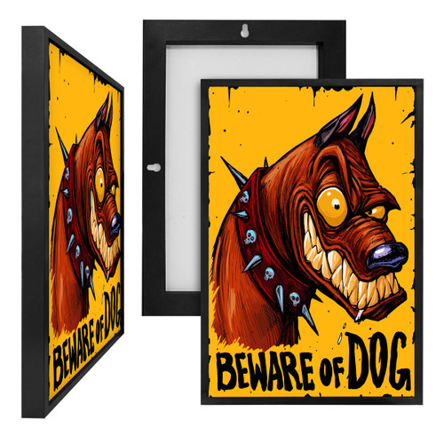 MINI85037 Beware of Dog, Framed UV Poster Board