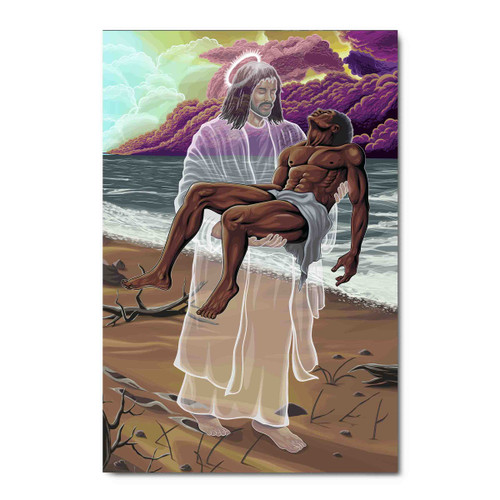 14042 Jesus Carries (Male Version), Acrylic Glass Art