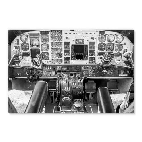 44175BW Vintage Airplane Cockpit, Acrylic Glass Art
