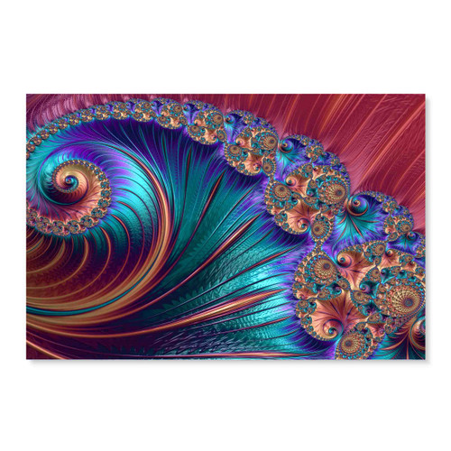 31011 Teal and Pink Fractal, Acrylic Glass Art