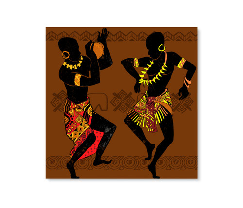 14134 04 Tribal Men Dancing, Acrylic Glass Art
