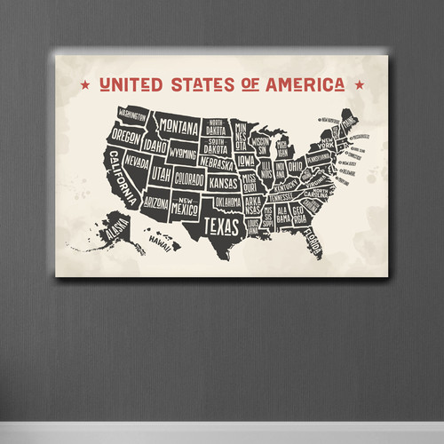 48704 USA OLD MAP, Acrylic Glass Art