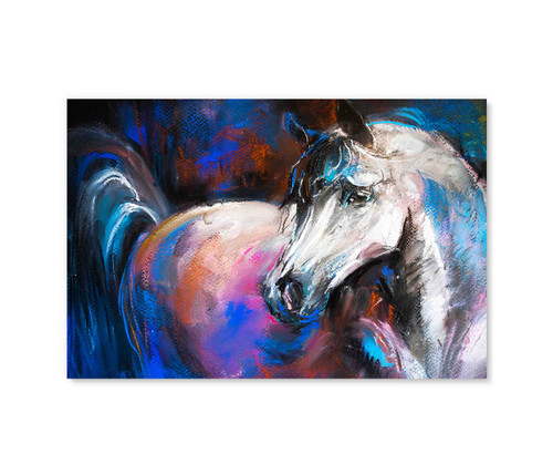 66933 White Horse Illustration, Acrylic Glass Art