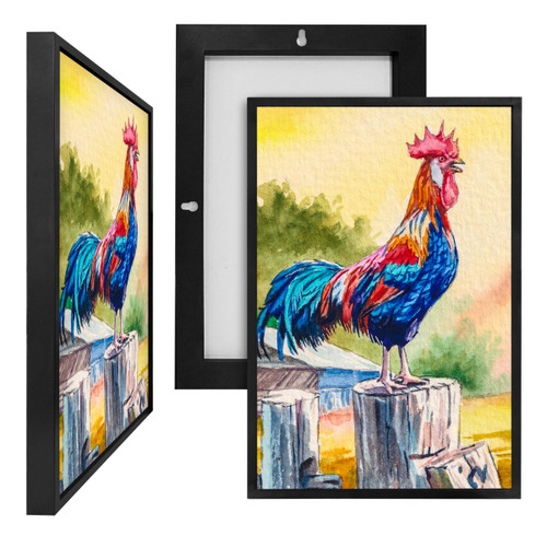 MINI70197 Watercolor Chicken, Framed UV Poster Board