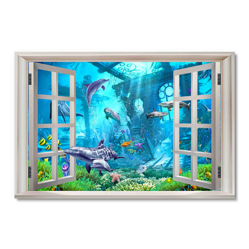 24028 Window to the Dolphins, Acrylic Glass Art