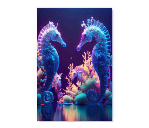 50049 Neon Seahorses, Acrylic Glass Art