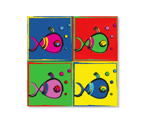 17137-04 Fish Collage, Acrylic Glass Art