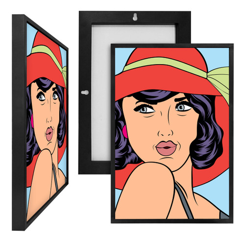 MINI17051 Red Beach Hat, Framed UV Poster Board