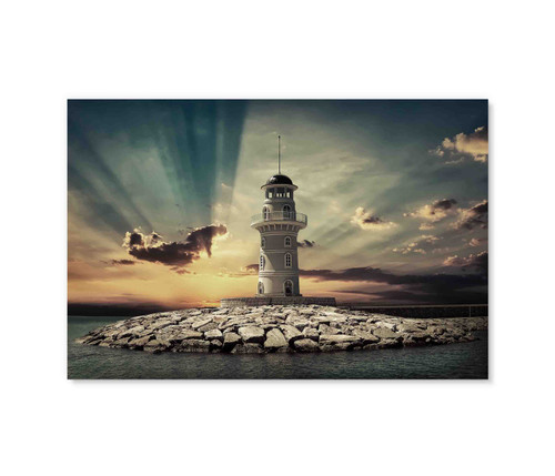 21079 Sunset Lighthouse, Acrylic Glass Art