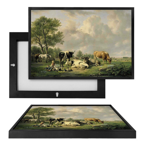 MINI13015 Meadow with Animals, Framed UV Poster Board