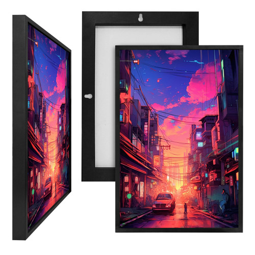 MINI69053 Japanese Street Sunset, Framed UV Poster Board
