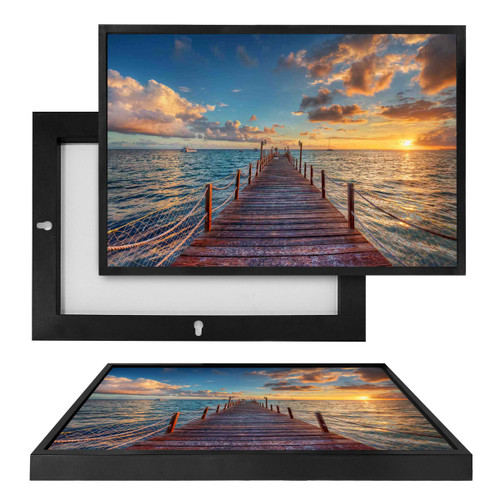 MINI10962 Pier Sunset, Framed UV Poster Board