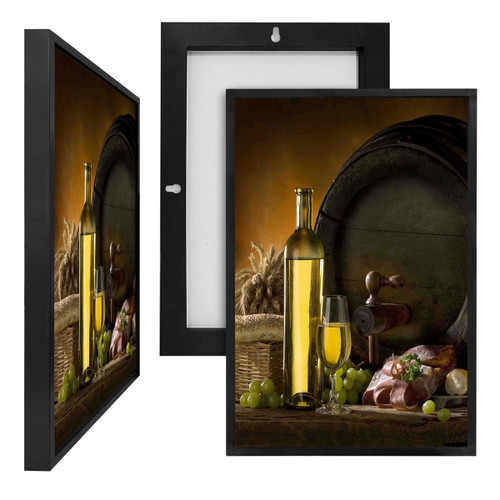 MINI34319 Green Wine Barrel, Framed UV Poster Board