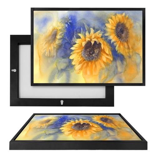 MINI15007 Watercolor Sunflowers, Framed UV Poster Board