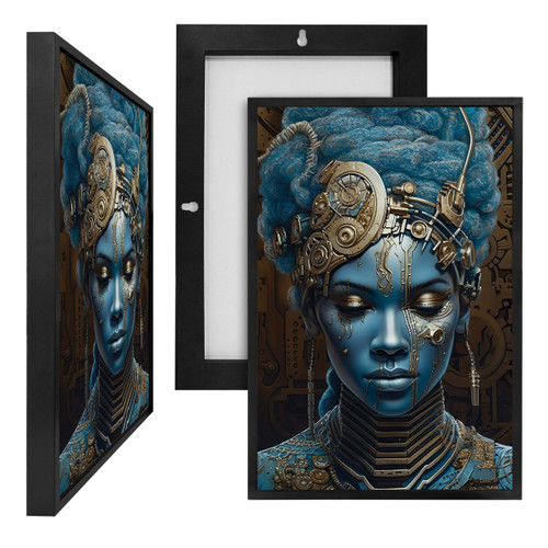 MINI73028 Blue African Woman, Framed UV Poster Board