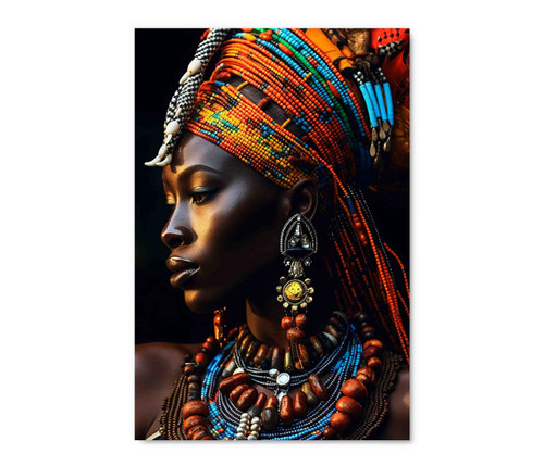 73062 African Beaded Woman, Acrylic Glass Art