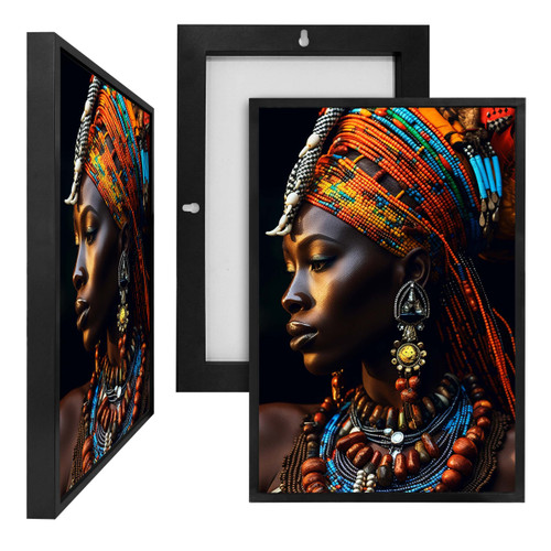 MINI73062 African Beaded Woman, Framed UV Poster Board