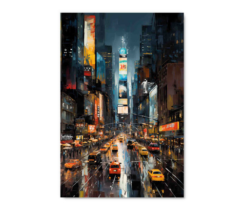 73108 City Night Painting, Acrylic Glass Art