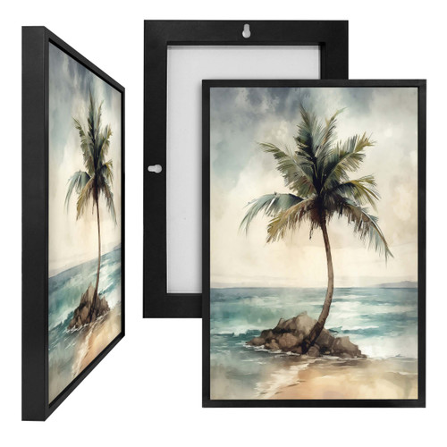 MINI73508 Watercolor Palm Tree, Framed UV Poster Board