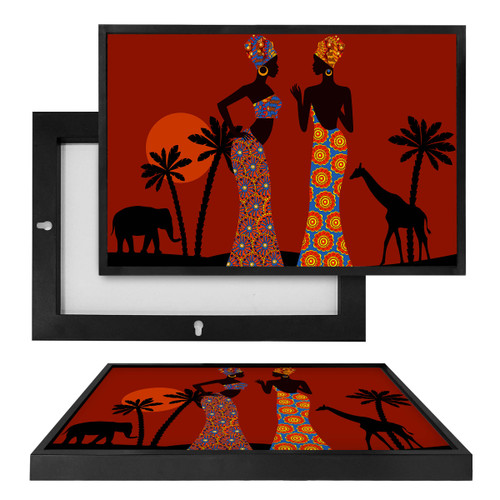 MINI14068 Tropical African Women, Framed UV Poster Board