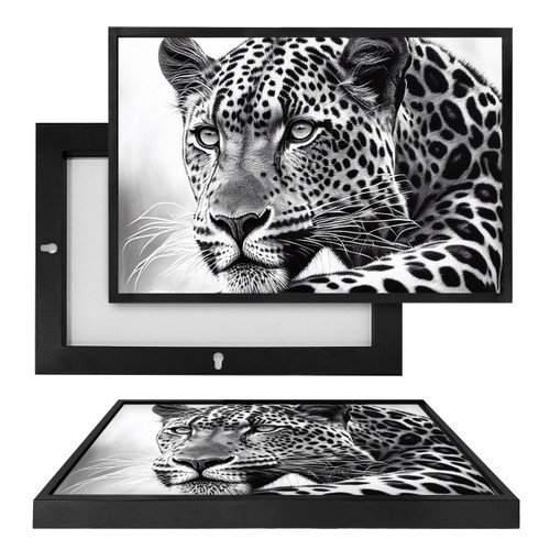 MINI73079 B&W Leopard, Framed UV Poster Board