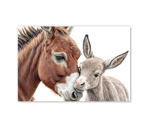 73128 Donkey and her Foal, Acrylic Glass Art