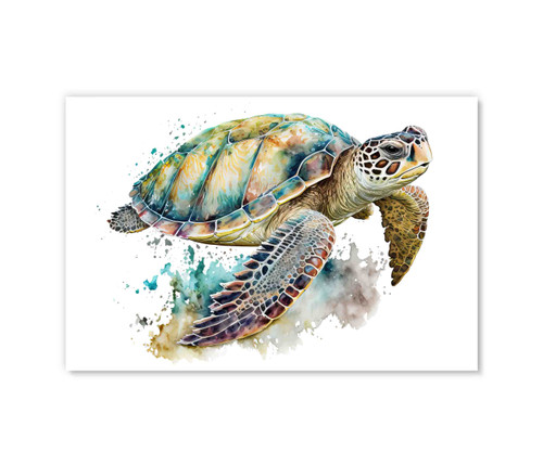 73109D Watercolor Sea Turtle , Acrylic Glass Art