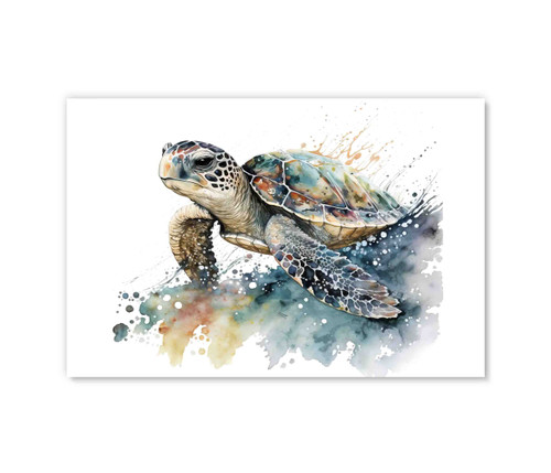 73109H Watercolor Sea Turtle , Acrylic Glass Art