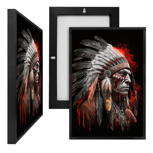 MINI73200 Native Warrior, Framed UV Poster Board