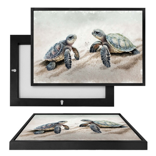 MINI73535 Baby Sea Turtles, Framed UV Poster Board