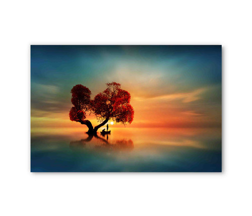 39225 Blue Orange Sunset, Acrylic Glass Art