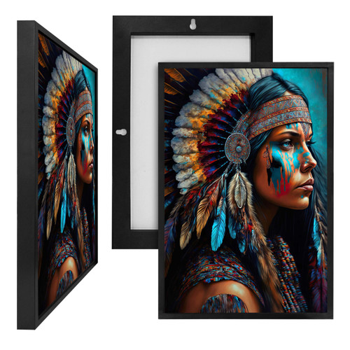 MINI73578 Native American Woman, Framed UV Poster Board