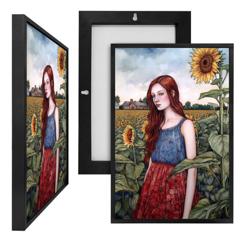 MINI73595O Sunflower Girl, Framed UV Poster Board
