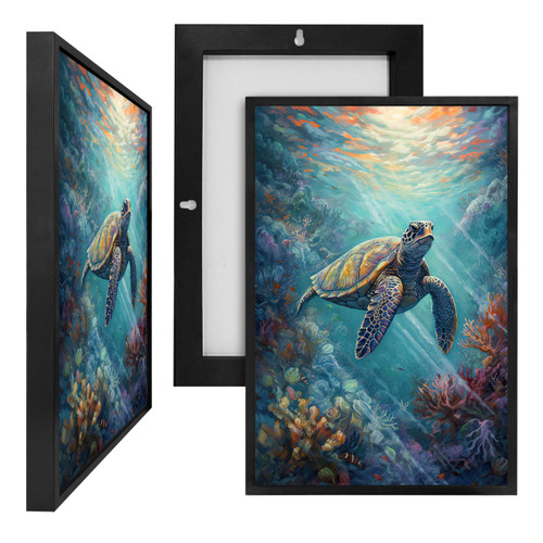 MINI73611A Sea Turtle, Framed UV Poster Board