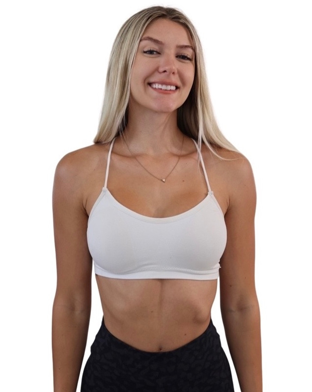 Lonsdale Ladies White Crop Top Sport Vest Training Bra Racer Back Stretchy  38B