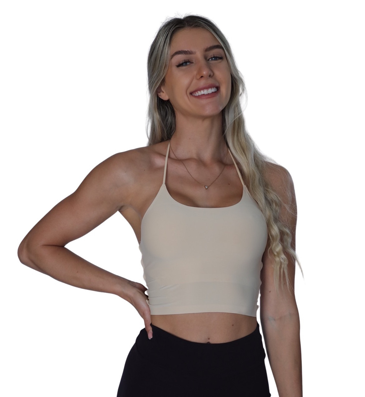 Women's Double Straps Backless Twisted Workout Cropped Tank Top-DD