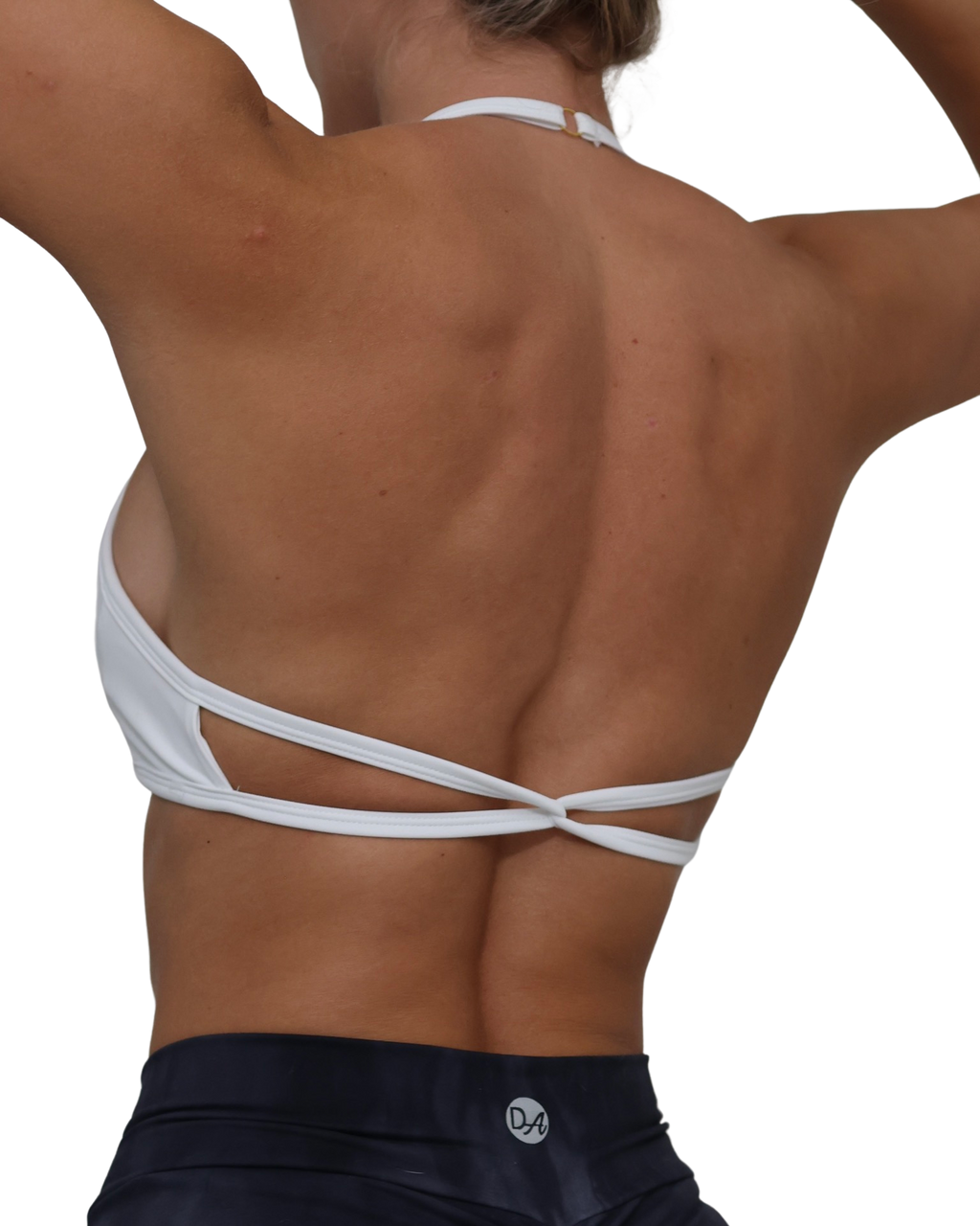 Open-Back Halter Sports Bra (White)