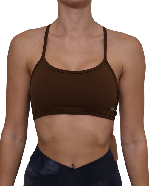 Brown Cross Backless Sports Bra