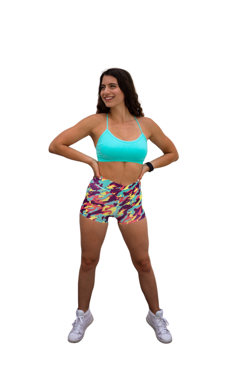 Bright Turquoise 3-Strap Backless Sports Bra