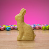 solid white chocolate sitting rabbit with flower #078