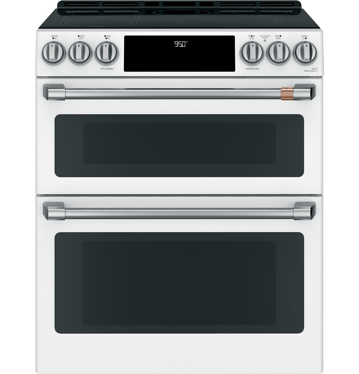 freestanding white double oven