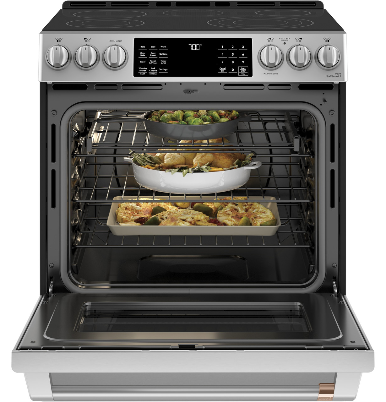 CAFÉ 30" Smart Slide-In, Front-Control, Radiant and Convection Double-Oven Range