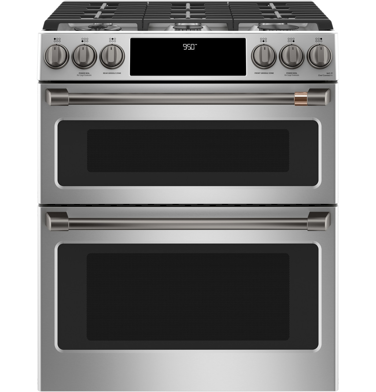 CAFÉ 30" Smart Slide-In, Front-Control, Dual-Fuel, Double-Oven Range with Convection