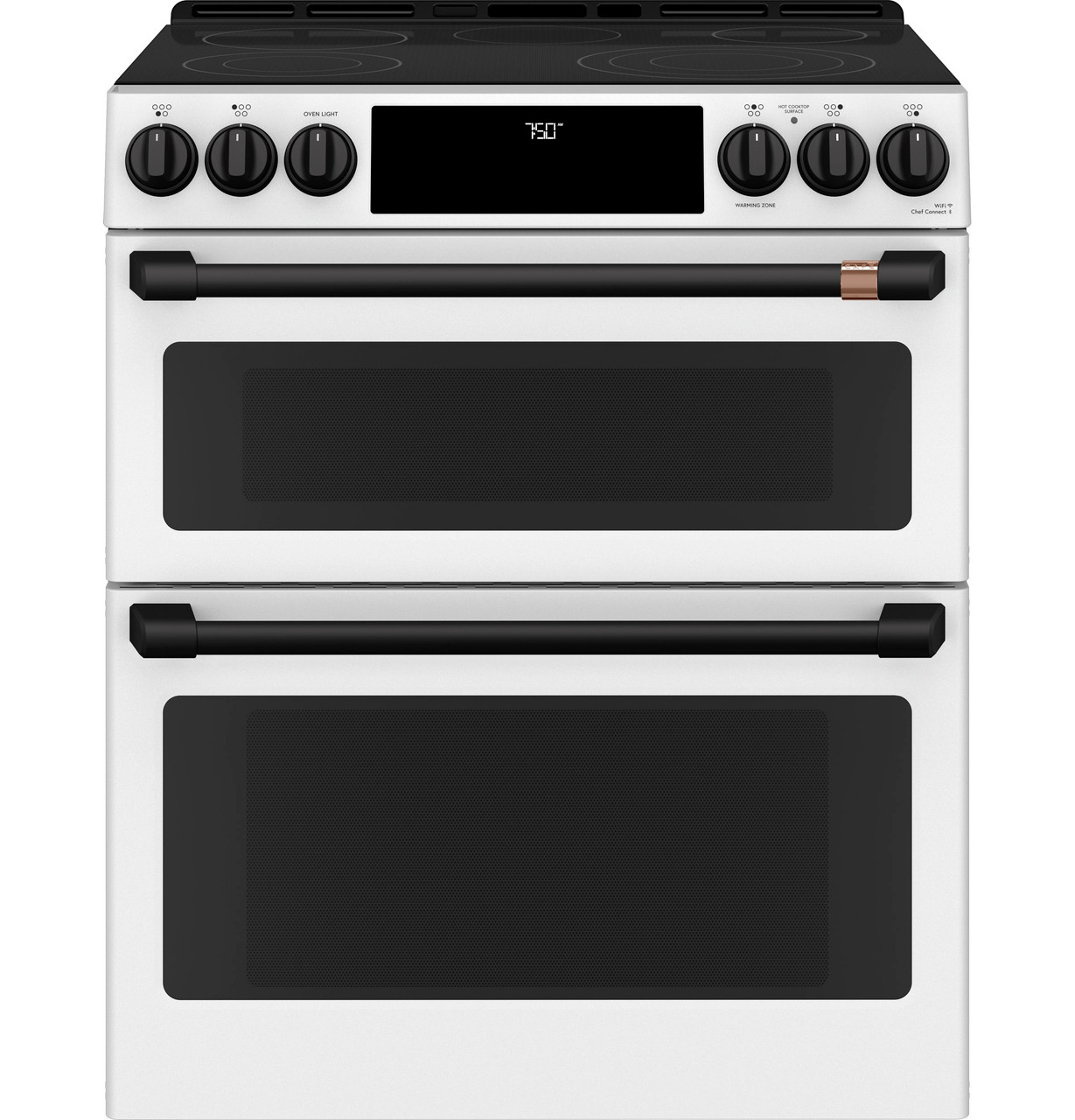 freestanding white double oven