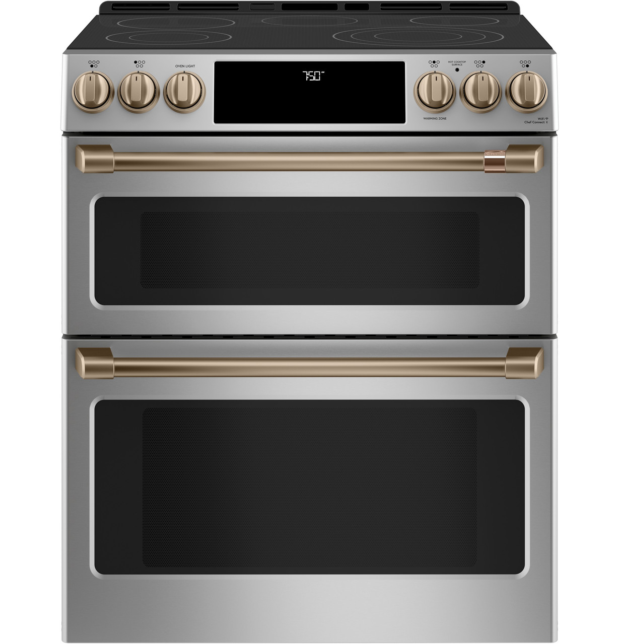 Café™ 30 Smart Slide-In, Front-Control, Radiant and Convection Double-Oven  Range - CES750P2MS1 - Cafe Appliances