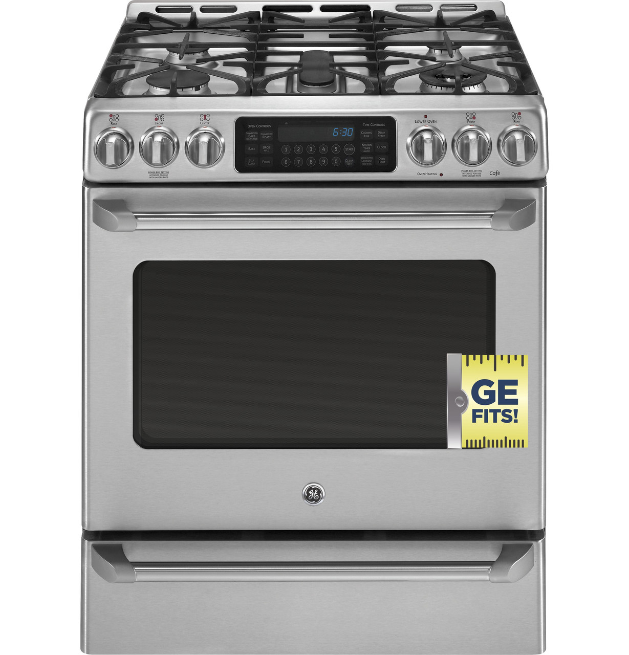 GE Café™ Series Slide-In Front Control Dual-Fuel Range with Baking